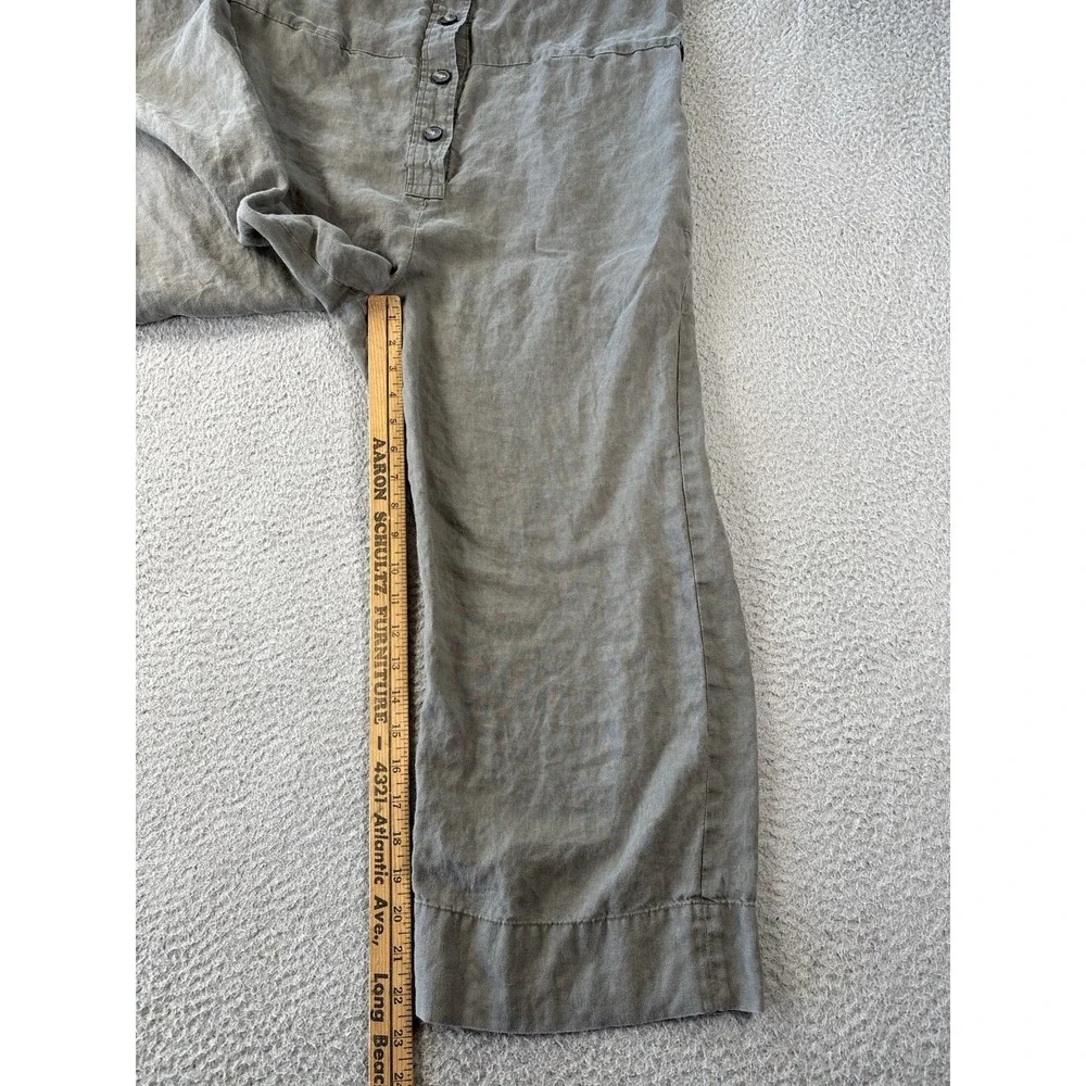 Everlane Linen Picnic Jumpsuit Size 6 Green Sleeveless Wide Leg *Flaws
